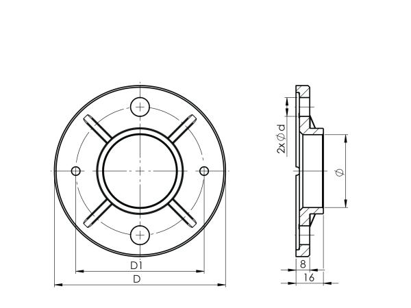 Edelstahl Geländerpfosten Endpfosten rechts Ø42,4 Bauhöhe 1000mm mit Glasklemmen 63x45mm Geländer V2A geschliffen K320